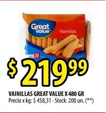 Punto Mayorista Vainillas great value x 480 gr oferta