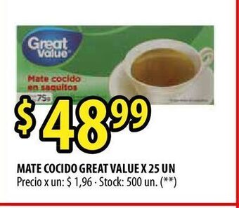 Punto Mayorista Mate cocido great value x 25 un oferta