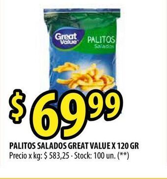 Punto Mayorista Palitos salados great value x 120 gr oferta