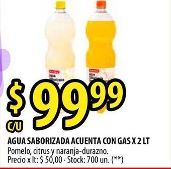 Agua saborizada acuenta con gas x 2 lt