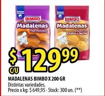 Punto Mayorista Madalenas bimbo x 200 gr oferta