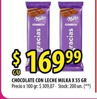Punto Mayorista Chocolate con leche milka x 55 gr oferta