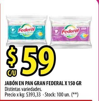 Punto Mayorista Jabón en pan gran federal x 150 gr oferta