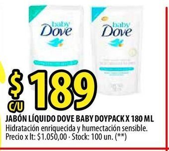 Punto Mayorista Jabón líquido dove baby doypack x 180 ml oferta