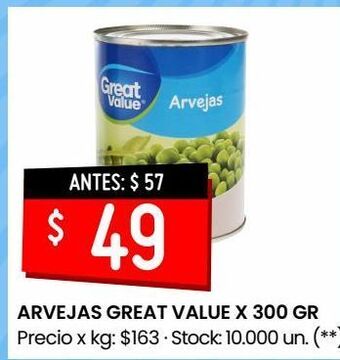 Changomas Arvejas great value x 300 gr oferta