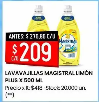 Changomas Lavavajillas magistral limón plus x 500 ml oferta