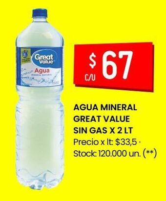 Changomas Agua mineral great value sin gas x 2 lt oferta