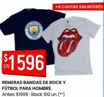 Changomas Remeras bandas de rock y fútbol para hombre oferta