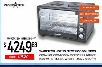 Changomas Warptech horno electrico 55 litros oferta