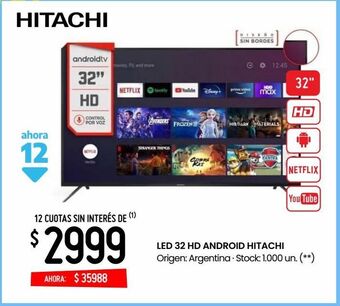 Walmart Led 32 hd android hitachi oferta