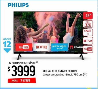 Walmart Led 43 fhd smart philips oferta