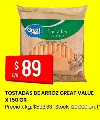 Walmart Tostadas de arroz great value x 150 gr oferta