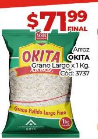 Diarco Okita Arroz Grano Largo x 1kg oferta