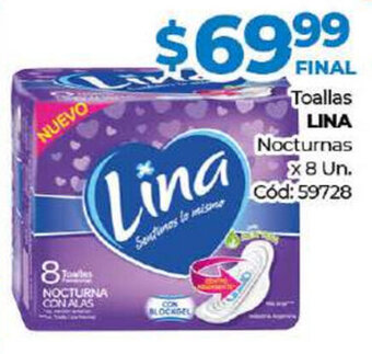 Diarco Lina Toallas Nocturnas x 8 un oferta