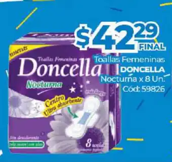 Diarco Doncella Toallas Femeninas Nocturna x 8un oferta