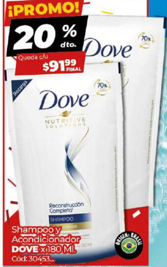 Diarco Dove Shampoo y Acondicionador x 180ml oferta