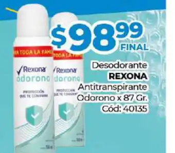 Diarco Rexona Desodorante Antitranspirante Odorono x 87gr oferta