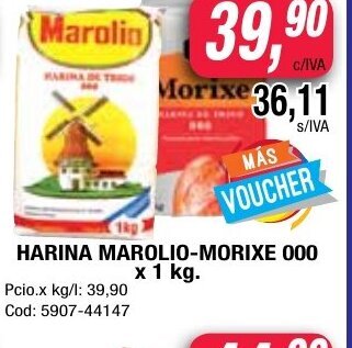 Maxiconsumo Harina Marolio-Morixe 000x1kg oferta