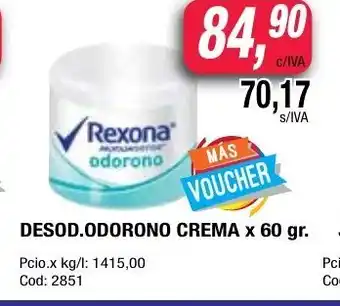 Maxiconsumo Rexona Desod.Odorono Crema x 60gr oferta