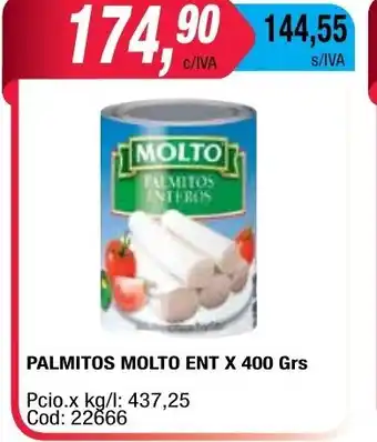 Maxiconsumo Molto Palmitos Ent x 400grs oferta