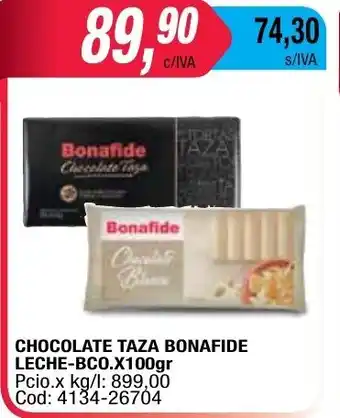 Maxiconsumo Bonafide Chocolate Taza Leche-BCO. x 100gr oferta