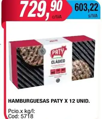 Maxiconsumo Paty Hamburguesas x 12 unid oferta