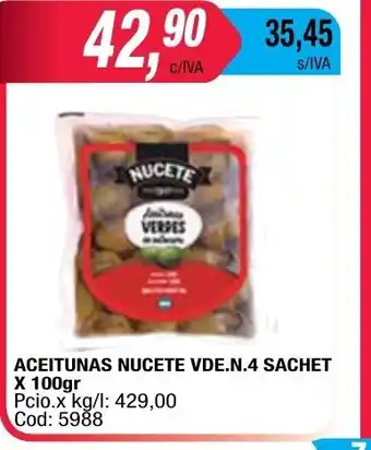 Maxiconsumo Nucete Aceitunas VDE,N.4 Sachet x 100gr oferta