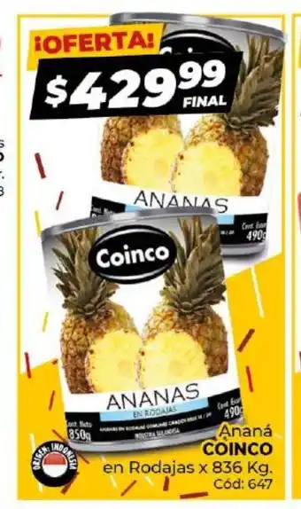 Diarco Coinco Anana en Rodajas x 836 kg oferta