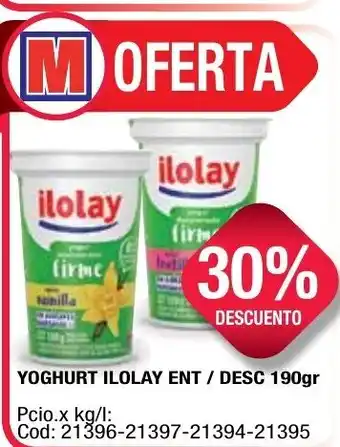 Maxiconsumo Ilolay Yoghurt Ent / Desc 190g oferta