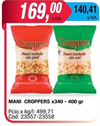 Maxiconsumo Mani Croppers x 340-400gr oferta