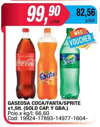 Maxiconsumo Coca Cola/Fanta.Sprite Gaseosa x 1,5lt. (Solo Cap. y Gba.) oferta