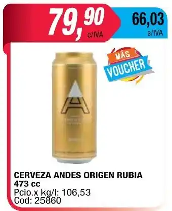 Maxiconsumo Andes Origen Rubia Cerveza 473cc. oferta
