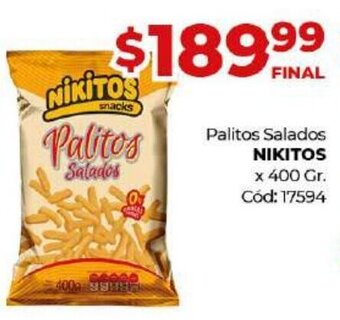 Diarco Nikitos Palitos Salados x 400 Gr. oferta