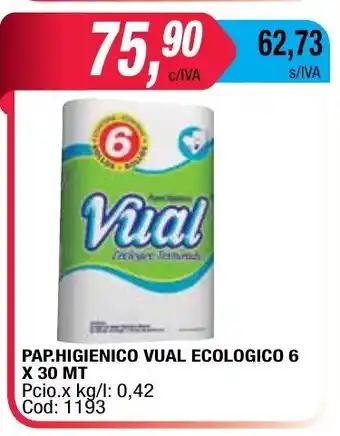 Maxiconsumo Vual Ecologico Papel Higienico 6 x 30mt oferta