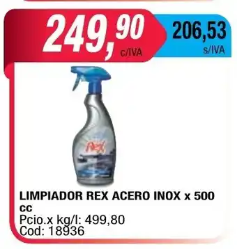 Maxiconsumo Rex Acero Inox Limpiador x 500cc oferta