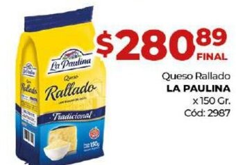 Diarco La Paulina Queso Rallado x 150 Gr. oferta
