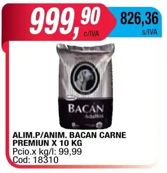 Maxiconsumo Bacan Carne Premium Alimento P/Anim x 10kg oferta