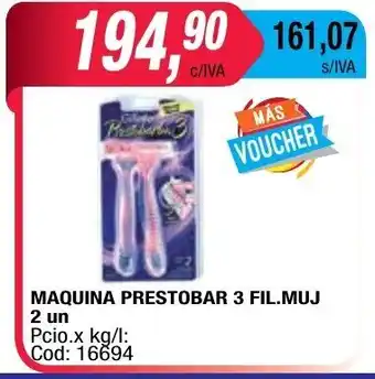 Maxiconsumo Prestobar 3 Fil. Muj Maquina 2un oferta