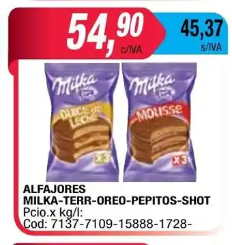 Maxiconsumo Milka/Terr/Oreo/Pepitos/Shot Alfajores oferta