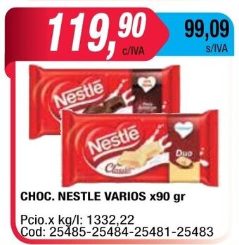Maxiconsumo Nestle Choc. Varios x 90gr oferta