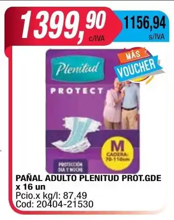 Maxiconsumo Plenitud Protect Pañal Adulto Gde. x 16un oferta