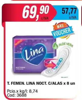 Maxiconsumo Lina Noct. C/Alas T. Femenina x 8un oferta