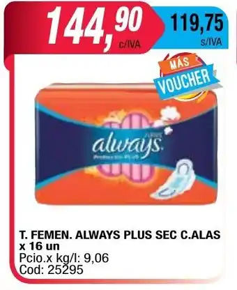Maxiconsumo Always Plus Sec C.Alas T.Femenina x 16un oferta