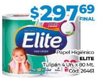 Diarco Elite Papel Higiénico Tulipán 4 Un. x 80 Mt. oferta