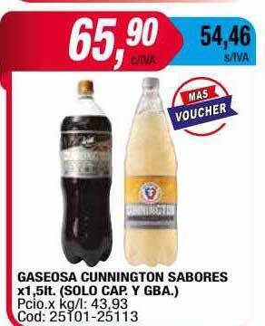 Maxiconsumo Gaseosa Cunnington Sabores oferta