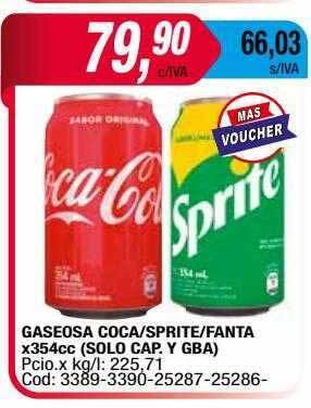 Maxiconsumo Gaseosa Coca Sprite Fanta oferta