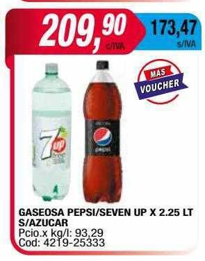 Maxiconsumo Gaseosa Pepsi Seven Up S Azucar oferta