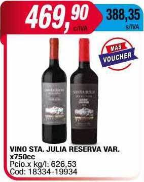 Maxiconsumo Vino Sta. Julia Reserva Var. oferta