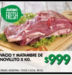 Jumbo Vacio/matambre de novillito x kg oferta
