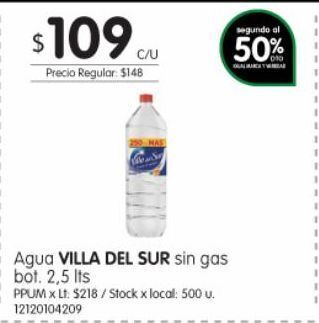 Jumbo Agua villa del sur 2,5l oferta